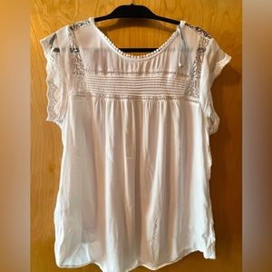 Flowy white cap sleeve top